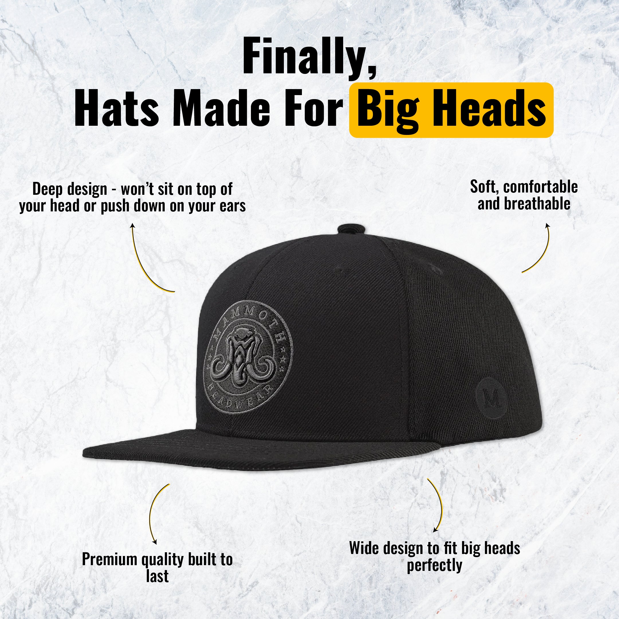 Classic Blacked Out Snapback Hat Order Now