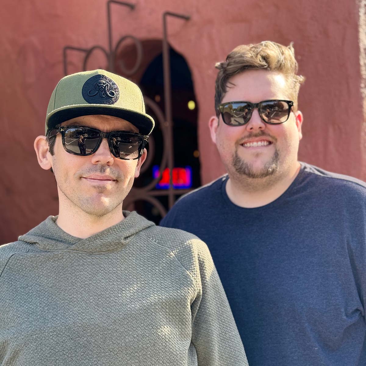 Two men wearing ARI SUNGLASSES - TORTOISE