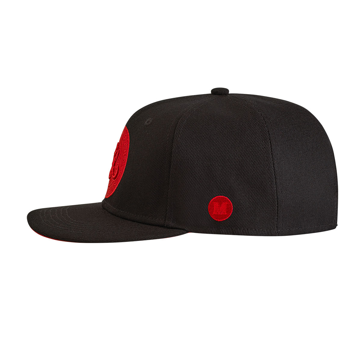 black and red snapback profile